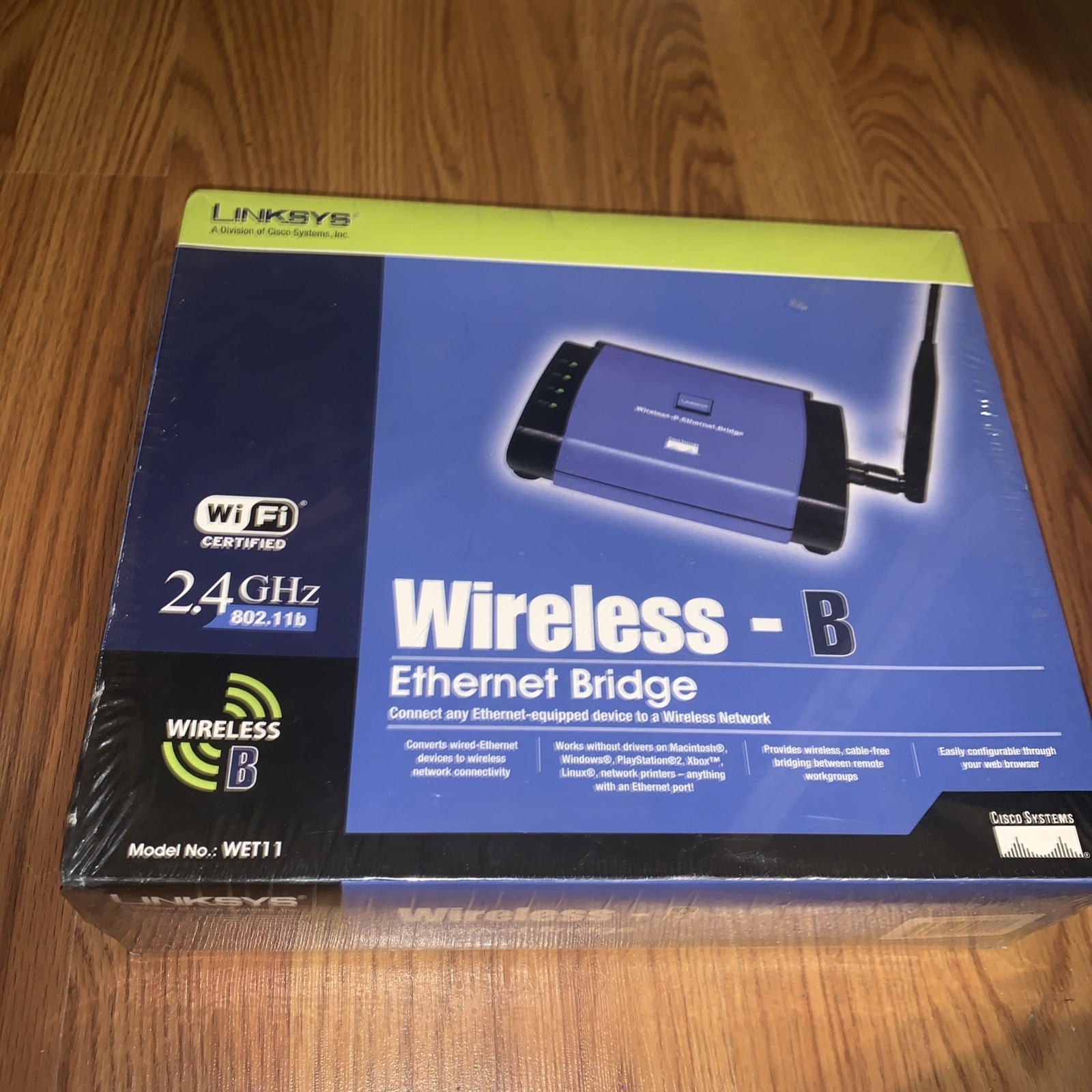 Cisco-Linksys WET11 Wireless Ethernet Bridge 2.4Ghz 802.11b, New & Sealed