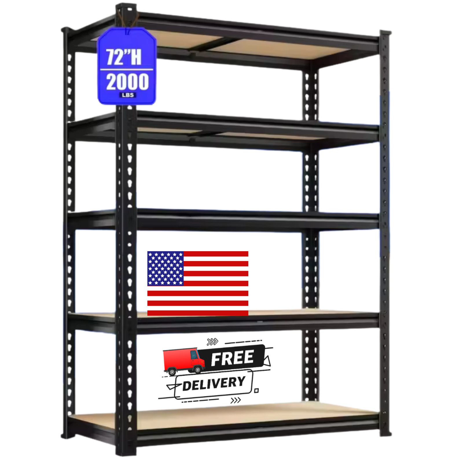 72"/60"H Garage Shelving Storage Shelves, Capacity 2000LBS Heavy Duty Adjustable