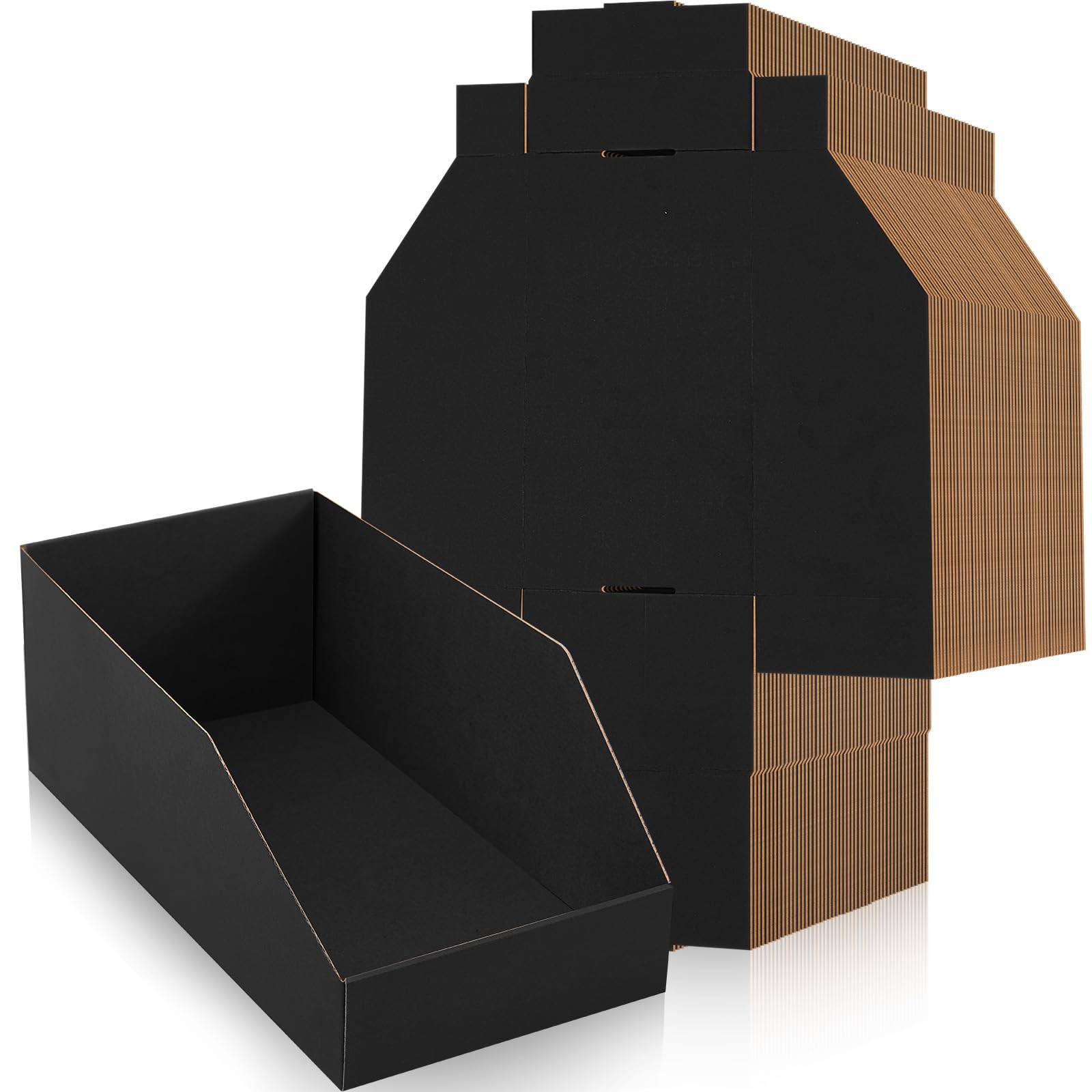 30 Pack 12 x 6 x 4. 5 Inches Cardboard Storage Bins Open Top Bin Boxes Corrug...