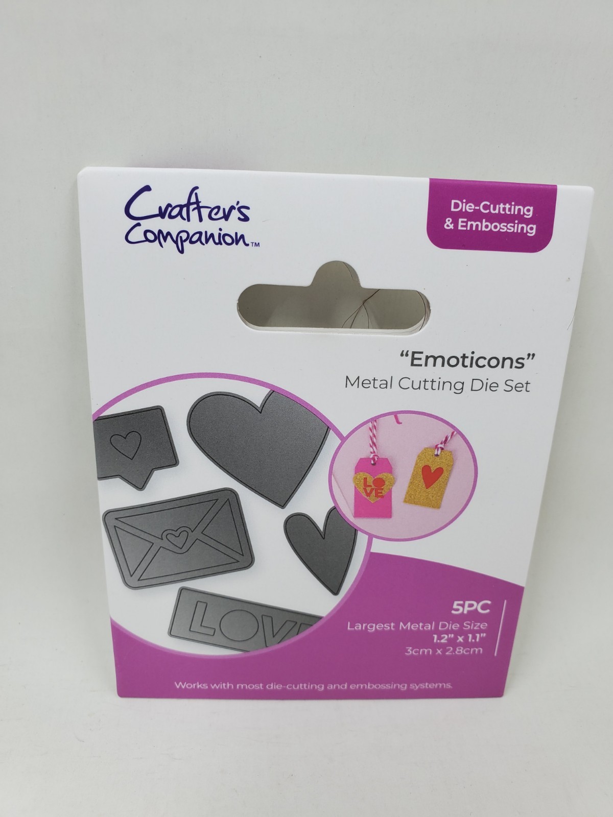 CC1 Crafters Companion Emoticons 1.2" X 1.1" Die  new 5pc Set Heart