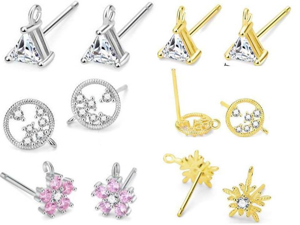 2 Pieces Genuine 925 Sterling Silver Earring Connectors Jewelry Findings S1To6