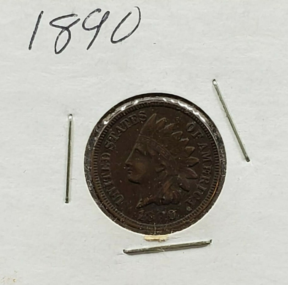 1890 Indian Head Cent Penny coin VF Very Fine DETAILS CIRCULATED