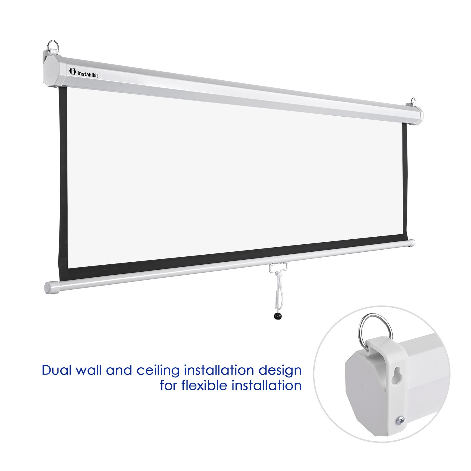 72" 4:3 Manual Pull Down Projector Screen Movie TV Video Projection Theater Home