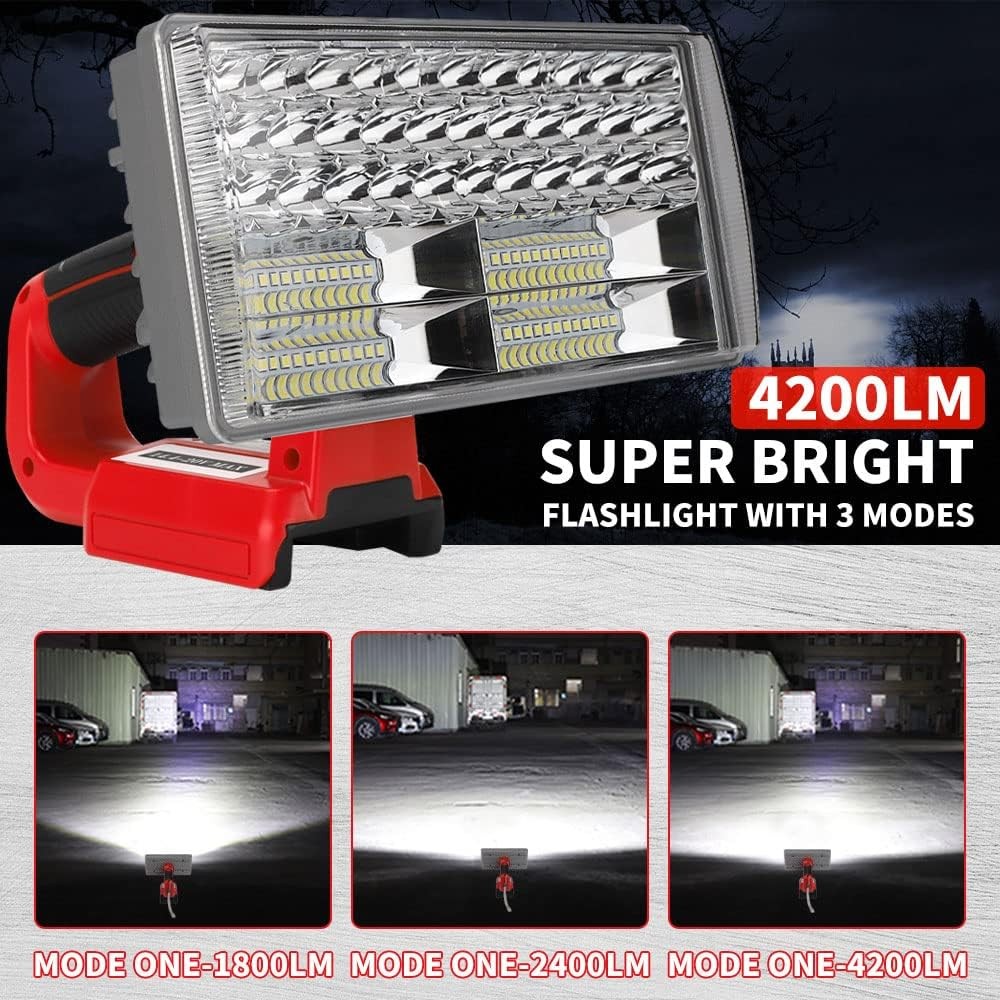 40W 4200LM LED Flashlight Work Light for Milwaukee 18V Lithium Batteries w/ USB