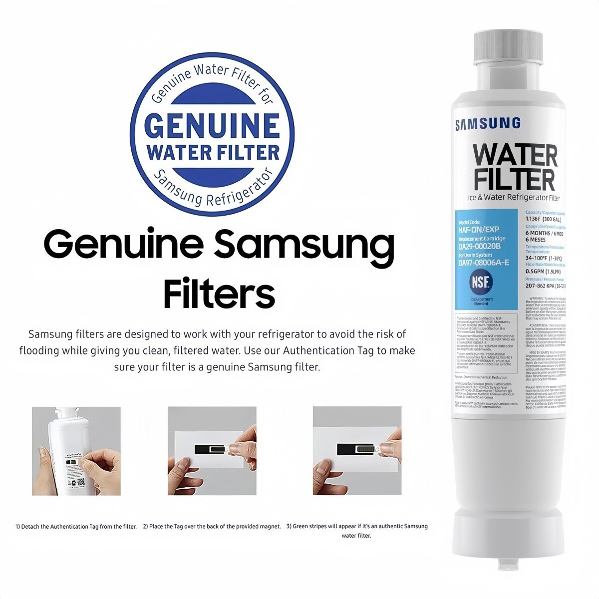 2 PACK Genuine Samsung DA29-00020B HAF-CIN/EXP Refrigerator Water Filter USA