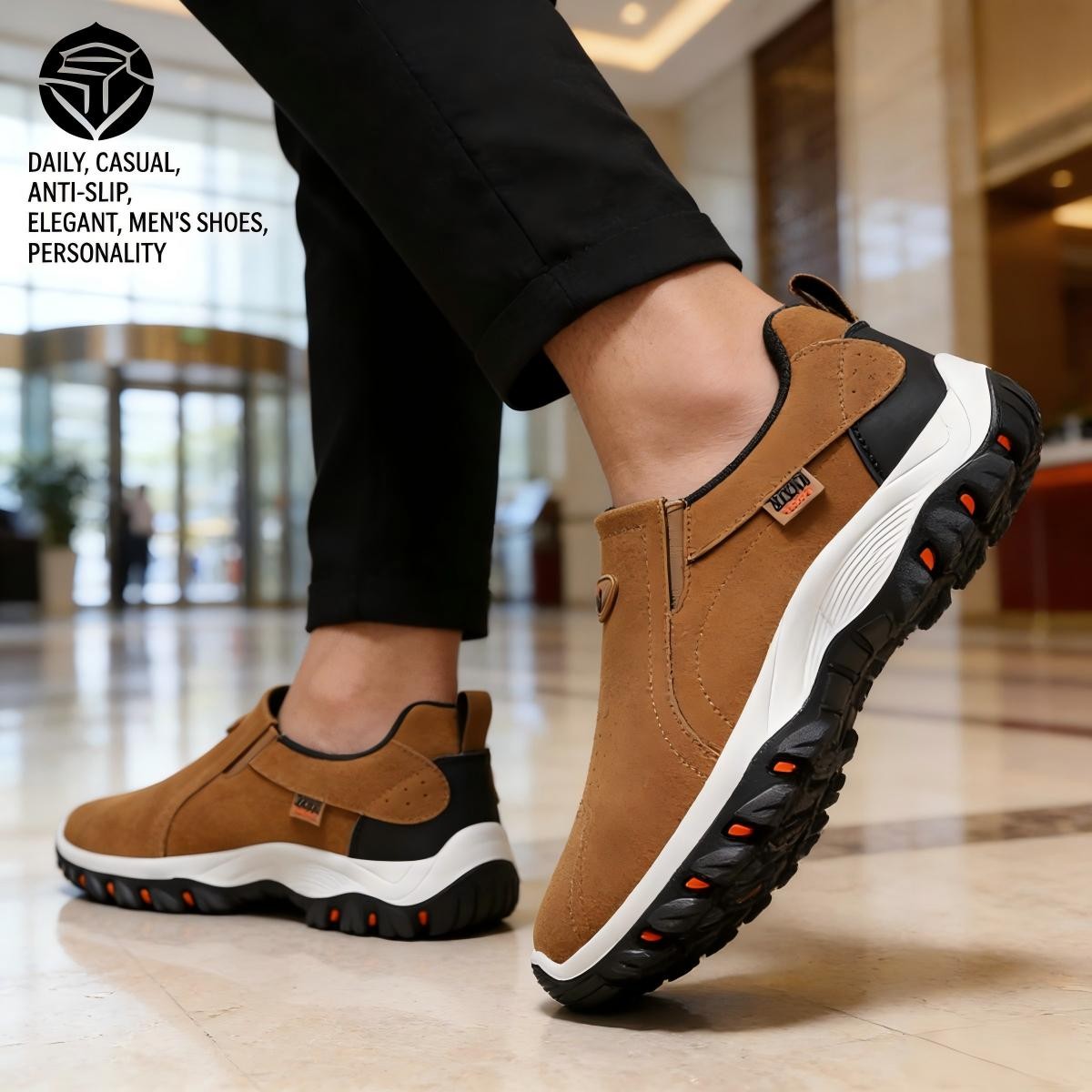Men's Slip On Athletic Shoes, Outdoor Hiking Sneakers, Casual Walking Footwear