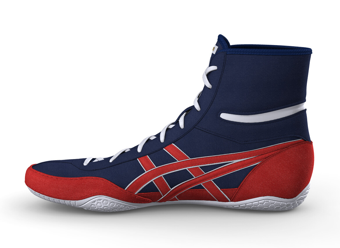 asics Boxing Wrestling Shoes Blue × Red Red Line White NEW EX-EO TWR900 Next