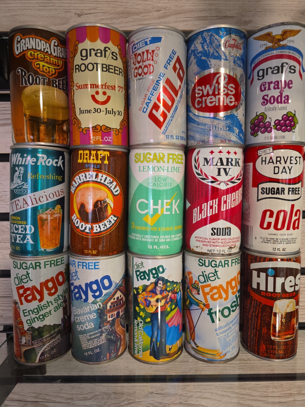Vintage 70s 80s Cola / Soda Cans LOT (L) 15ct Miscellaneous Brands