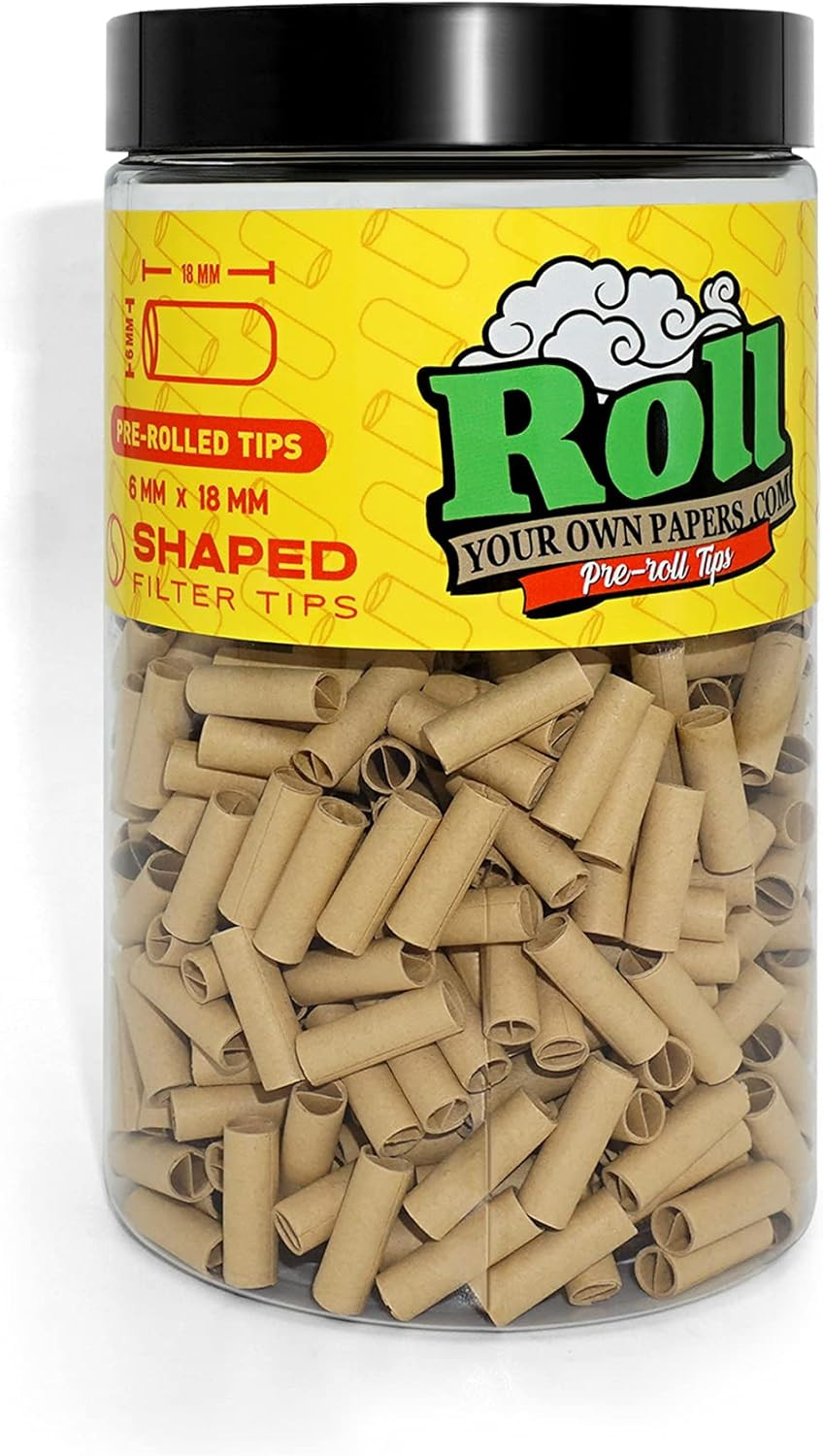 Natural Unbleached Pre-Rolled Filter Tips, Ø6Mm - Bottle of 500 Tips