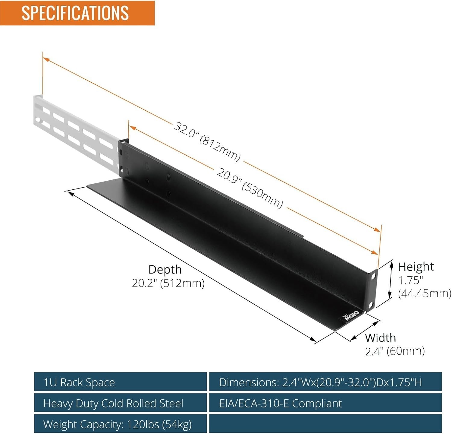 1U Alloy Steel Rack Mount Rails with Adjustable Depth for Server Equipment