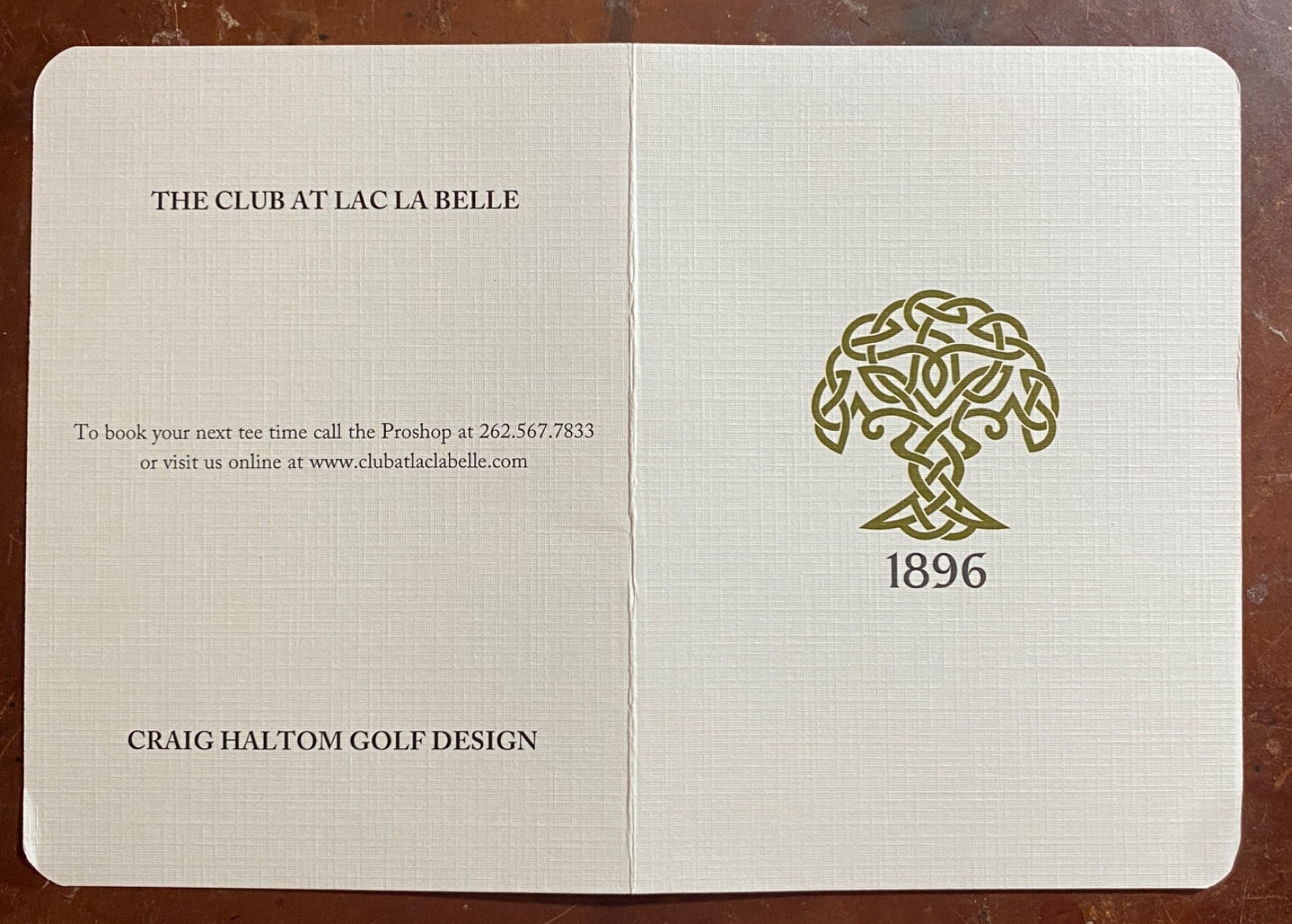 The Club at Lac La Belle Golf Scorecard (New & Unused)