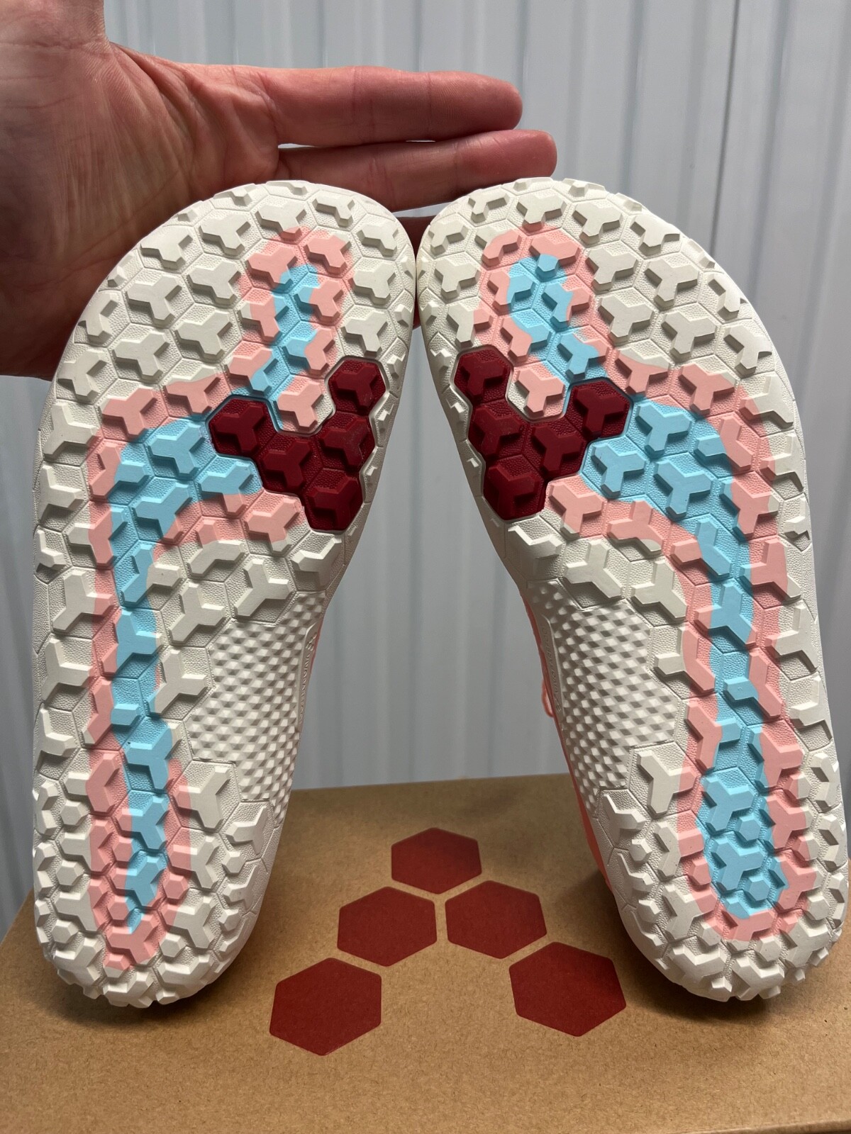Womens Vivobarefoot Primus Trail Knit Peach Melba Pink Multicolor Barefoot Shoes