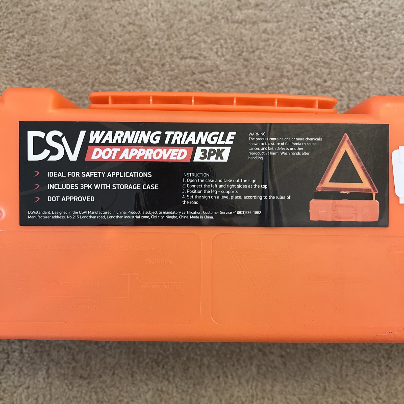 DSV WARNING TRIANGLE 3pack Dot Approved