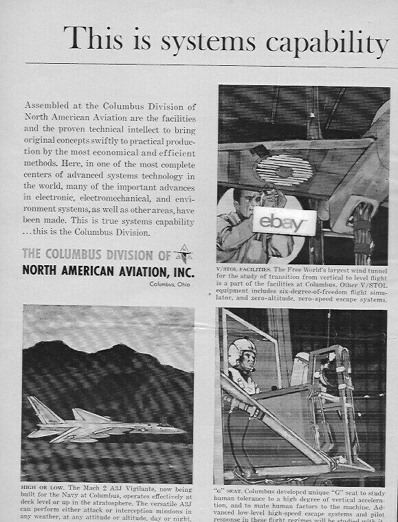 NORTH AMERICAN AVIATION NAA COLUMBUS OHIO 2 PG 1961 SYSTEMS CAPABILITY AD