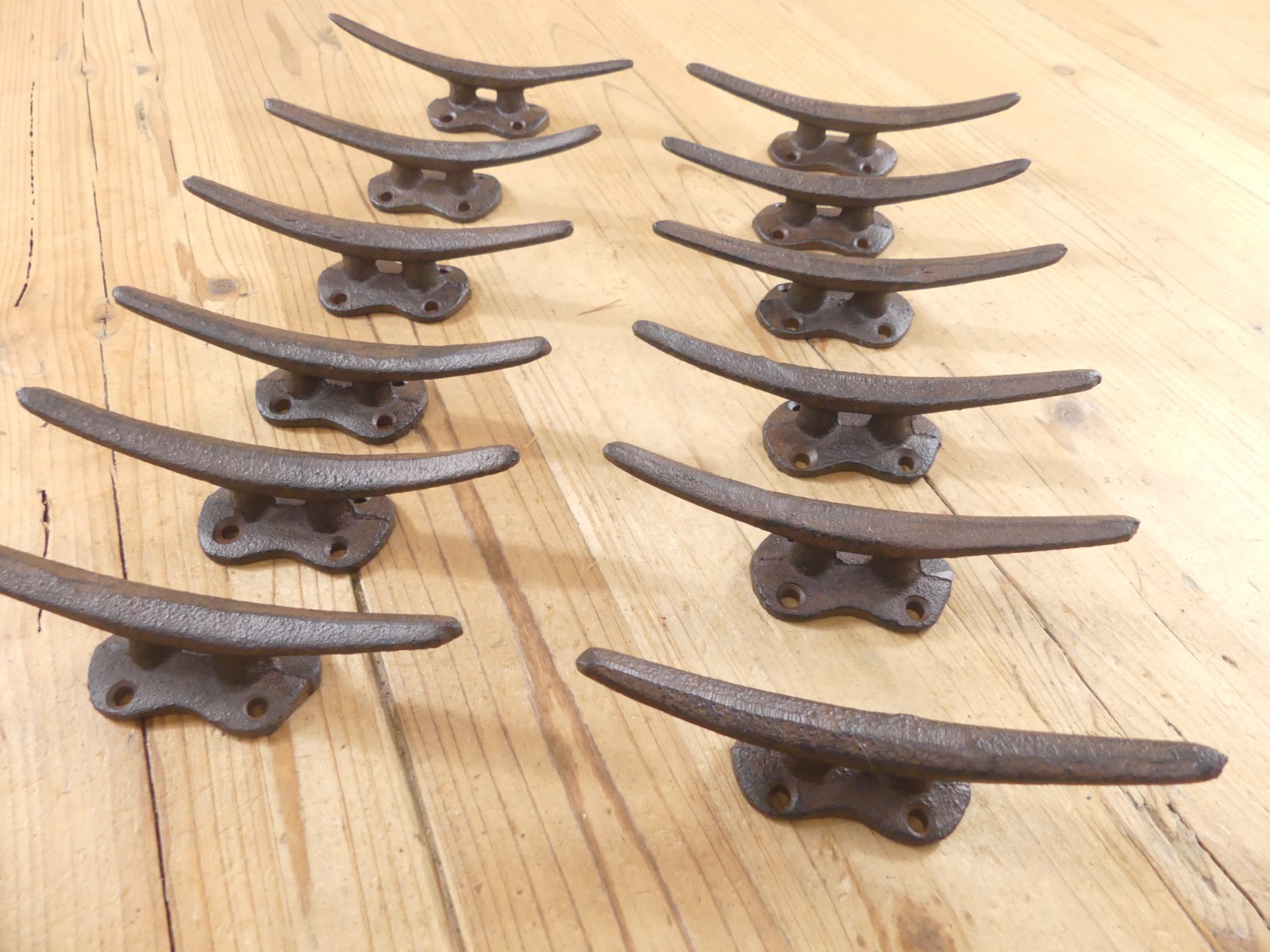 12 Cleat Boat Hooks Handles Pulls Cast Iron Dock Nautical Decor Rustic Finish