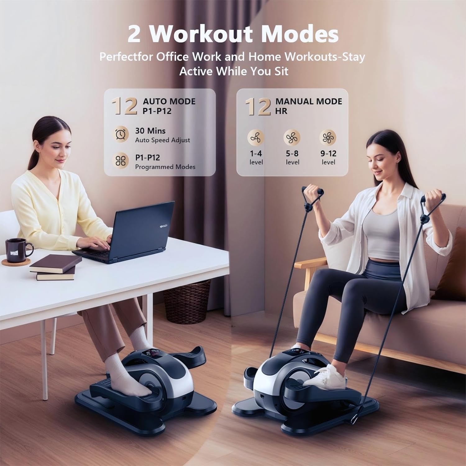 Electric Leg Exerciser Under Desk Elliptical Machine Adjustable Foot Glider