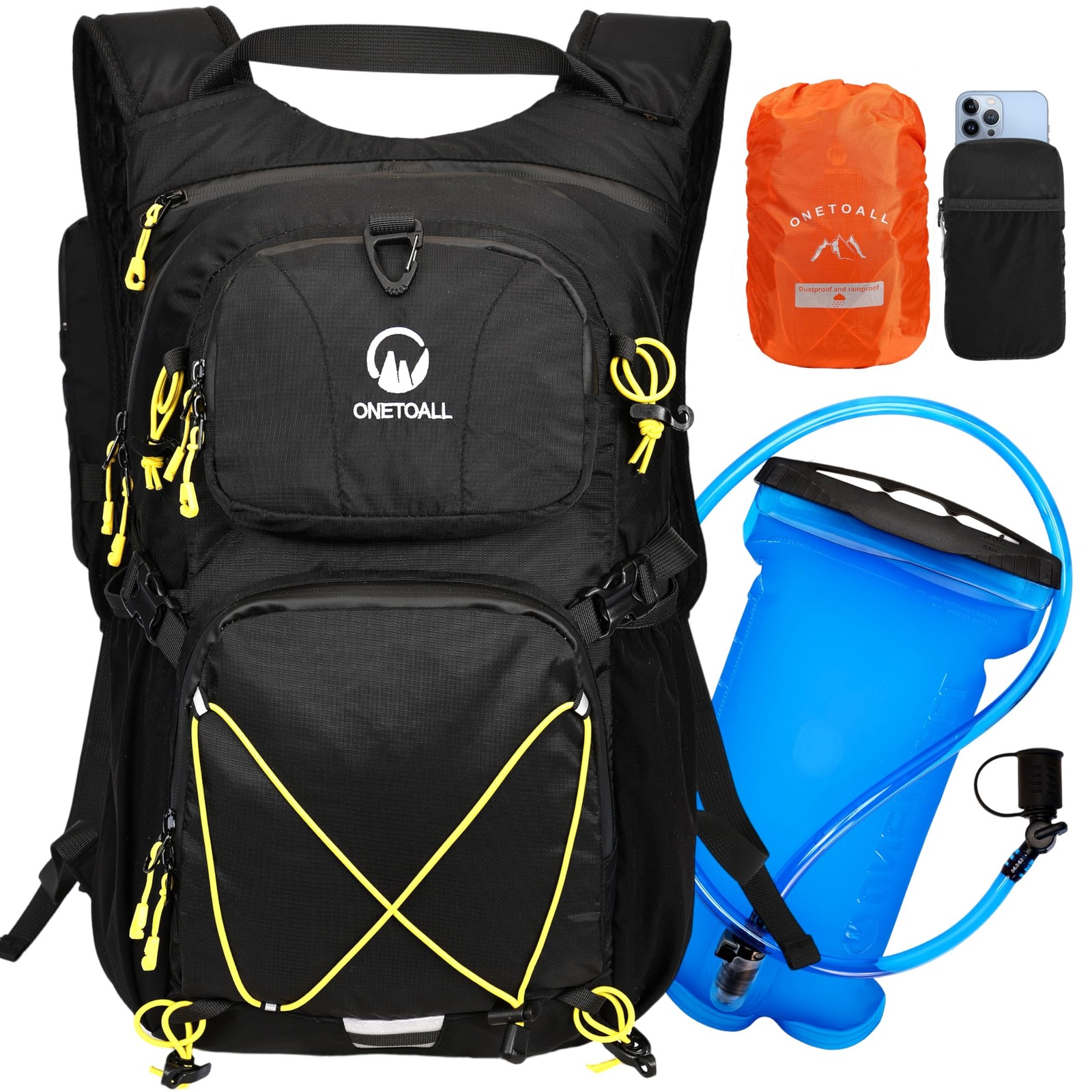 Hydration Backpack 22L, Hiking Backpack with 2L Leakproof Bladder, Sewn-in Ra...
