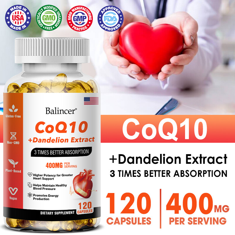 Coenzyme Q10+ Dandelion Extract - 3x Better Absorption 30 to 120 Capsules