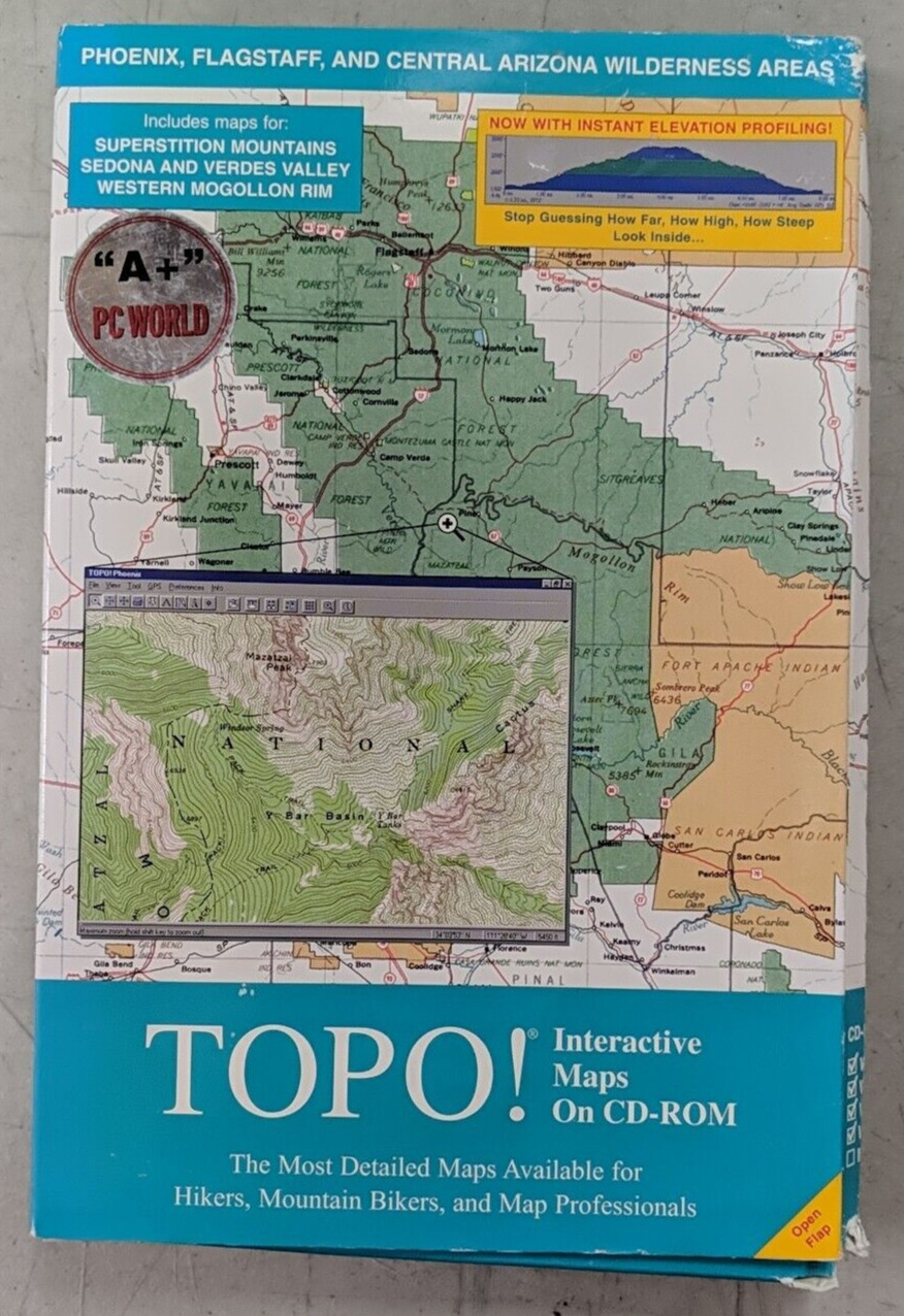 Topo! Interactive Maps On CD-ROM Phoenix, Flagstaff, Central Arizona Wilderness
