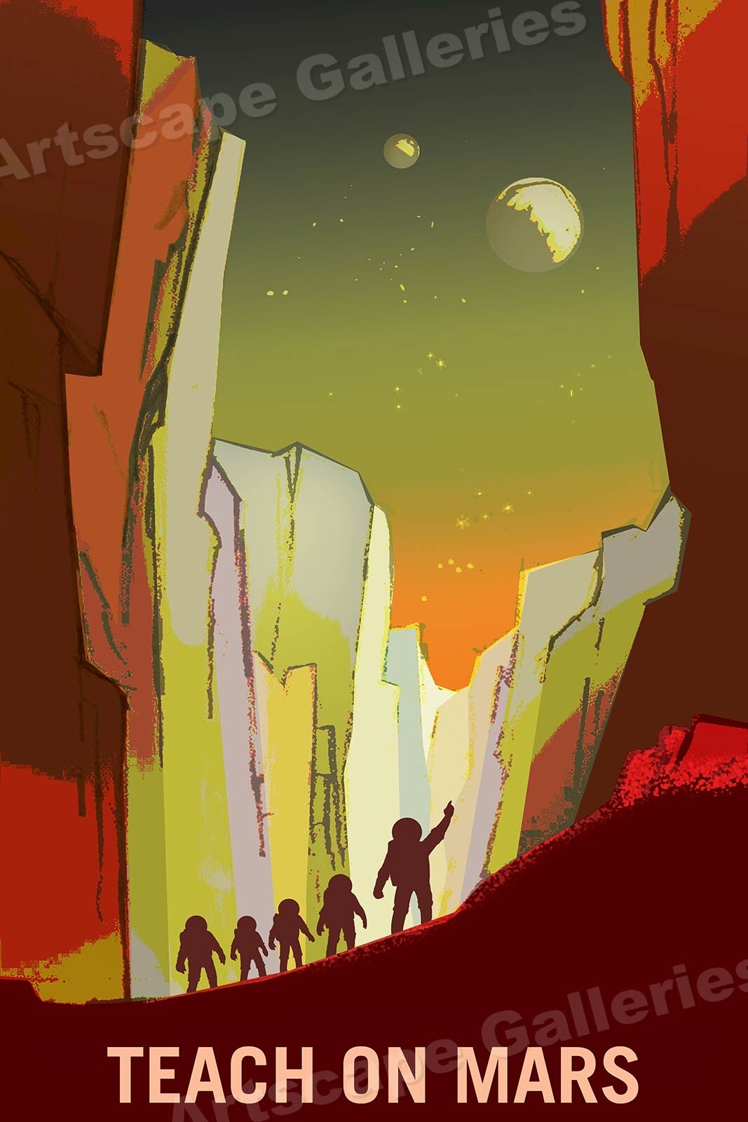 Retro Style NASA Travel Poster “Teach on Mars” - 24x36