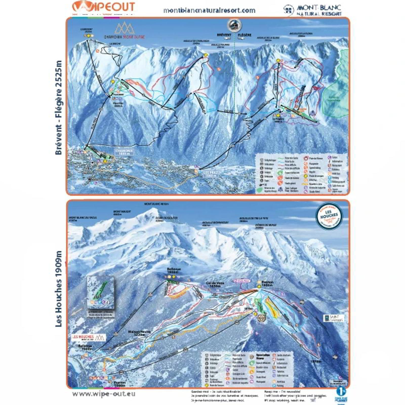 Wipeout Chamonix Piste Map Microfibre Goggle Cloth and Resort Map