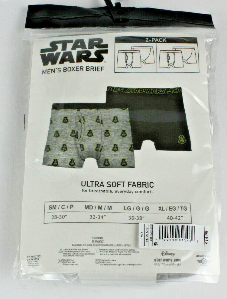 Men's Star Wars 2-Pk Boxer Briefs, Darth Vader Size Medium