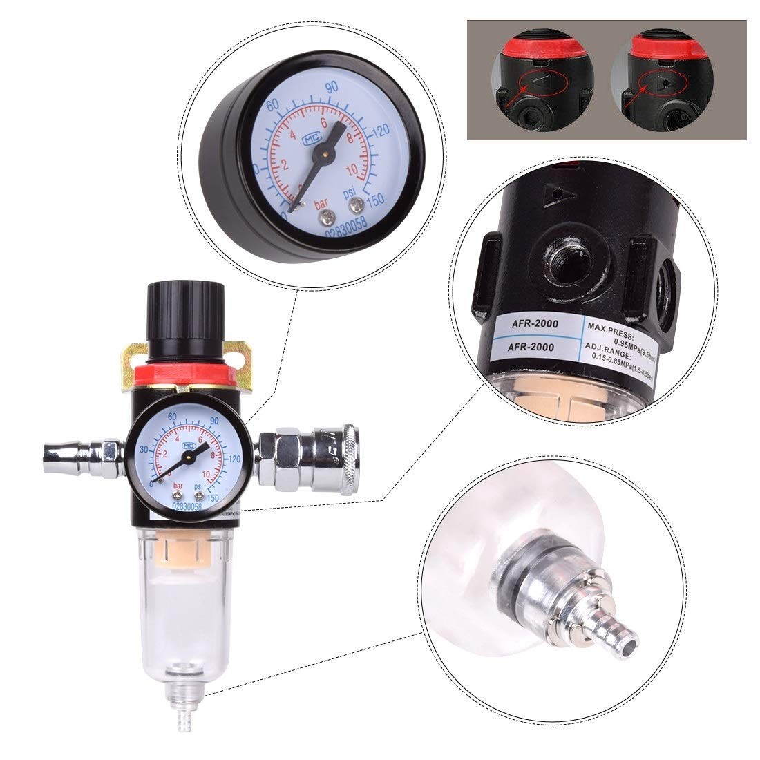 1/4" BSP Air Compressor Moisture Filter Trap Oil Water Separator Regulator