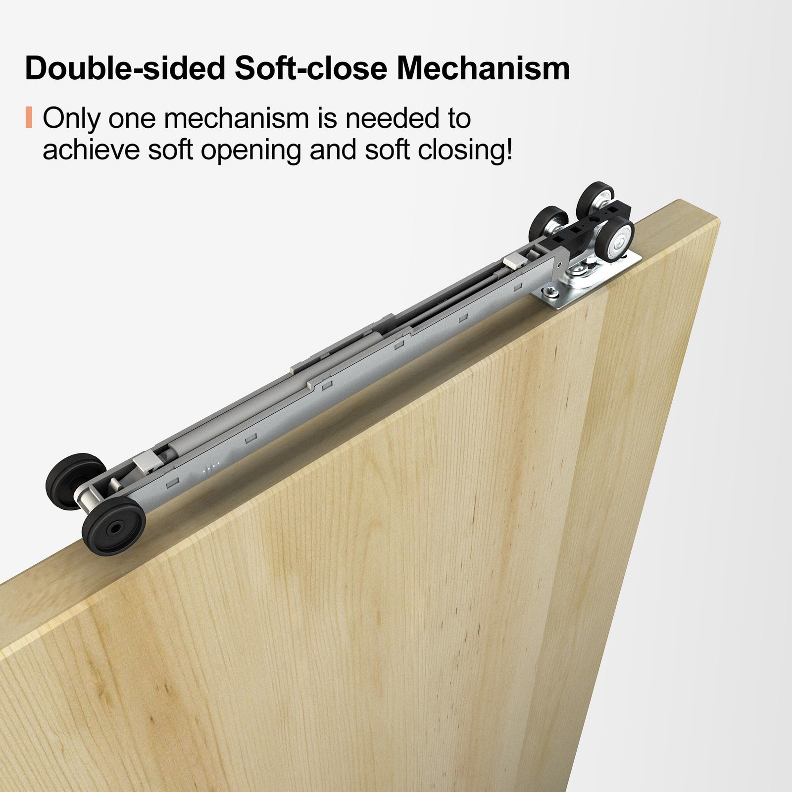JUBEST Pocket Door Roller with 120LBS Soft Close Mechanism, Silver