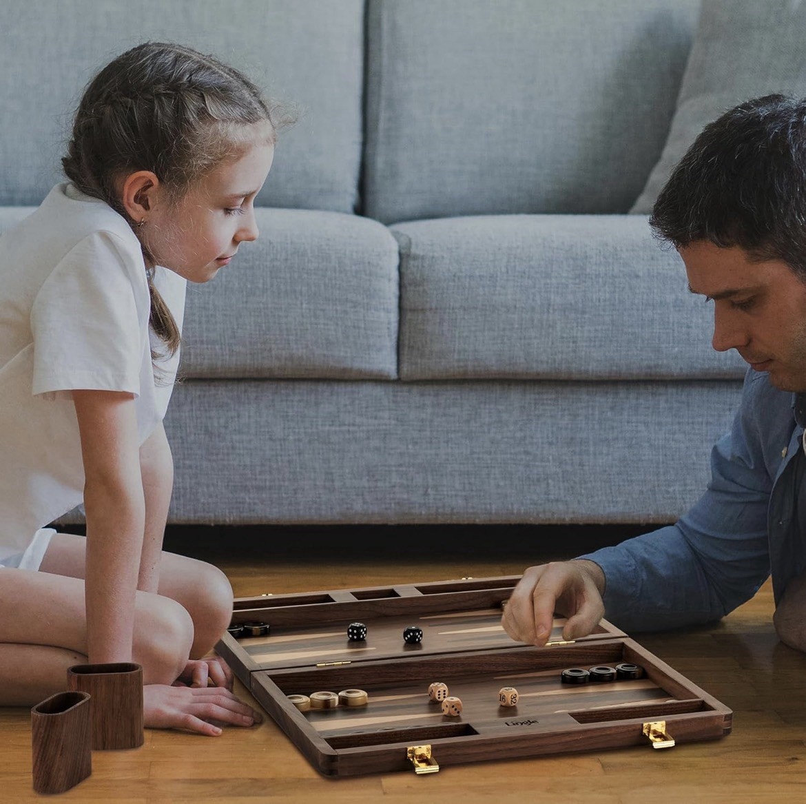 5” Premium Natural Walnut Folding Backgammon Sets for Adults and Kids