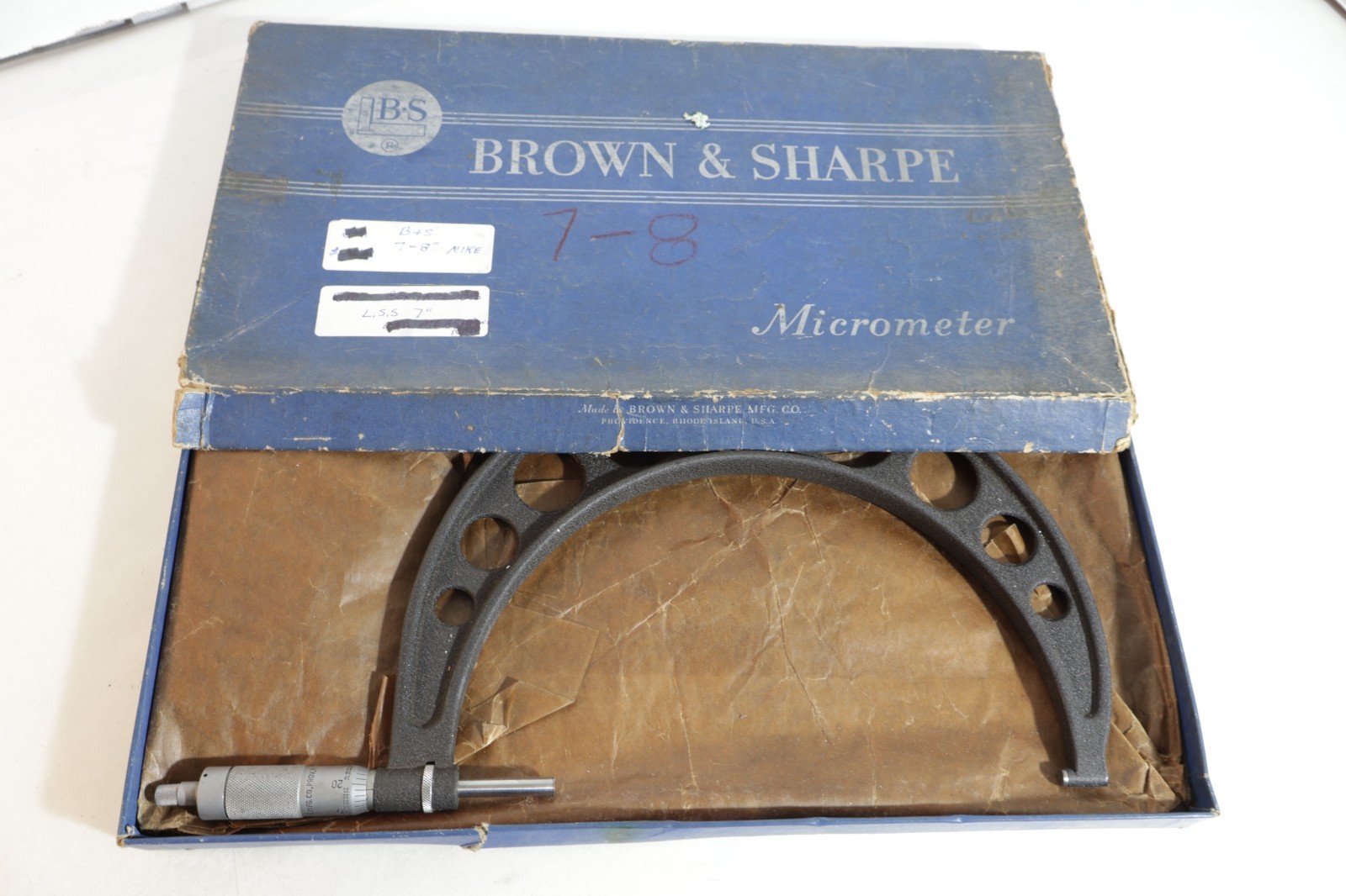 BIG BROWN & SHARP MICROMETER ORIGINAL BOX ? GOOD USED CONDITION MUST SEE tag 2