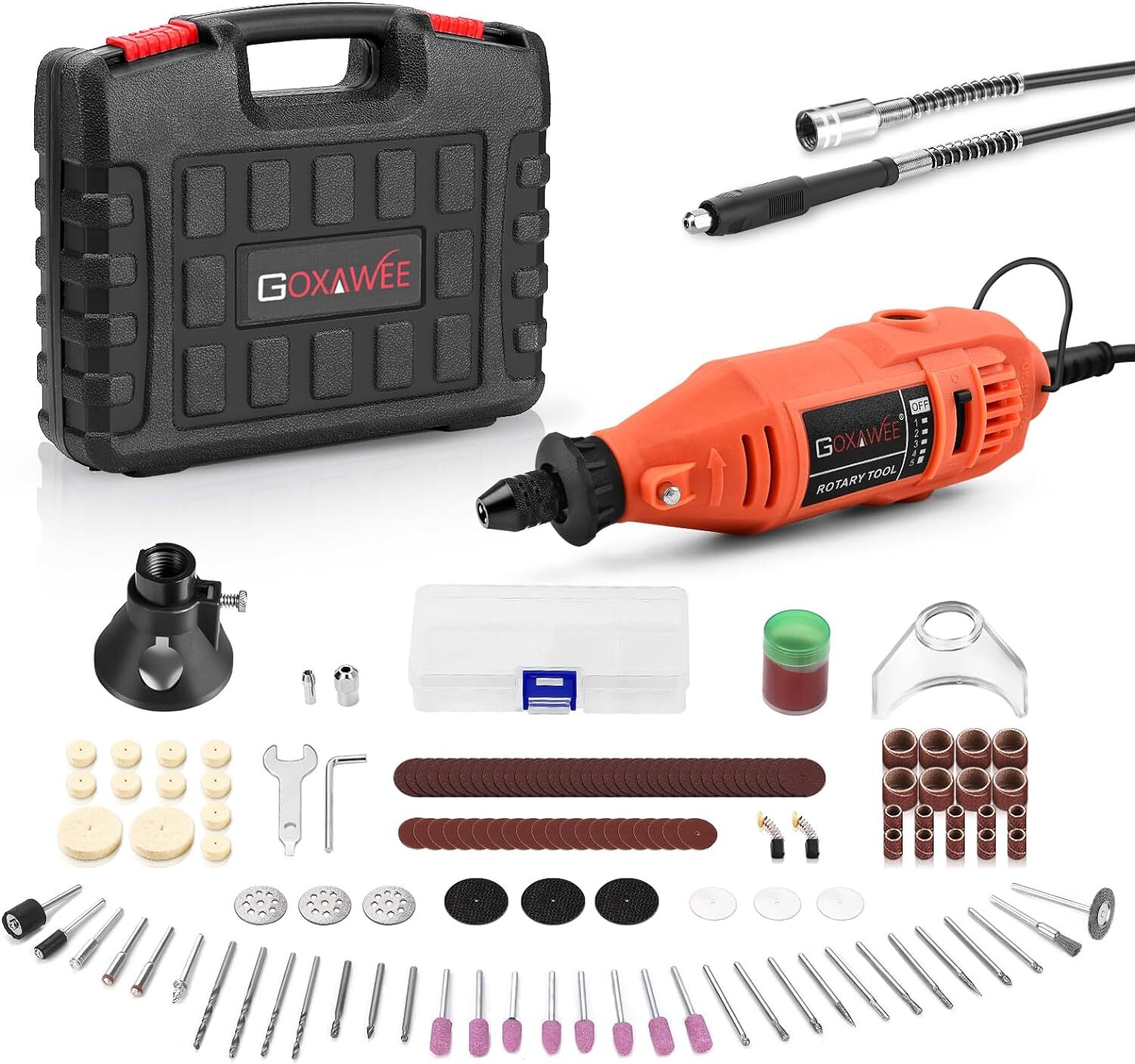 Rotary Tool Kit with Multipro Keyless Chuck and Flex Shaft - 140Pcs Acce