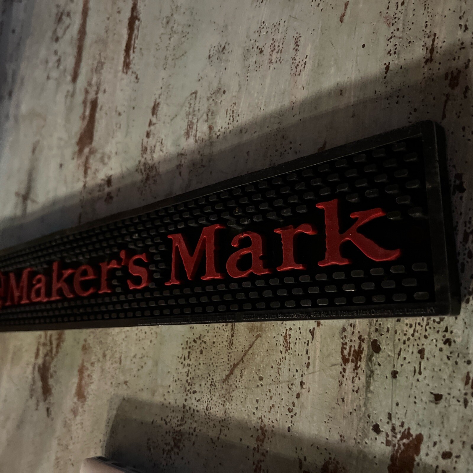 Makers Mark Rubber Bar Mat, Drink Rail Spill 24" x 3 1/2"
