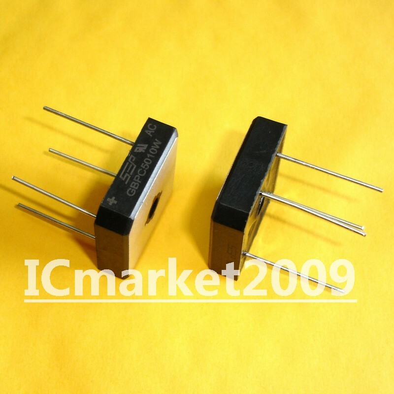 10 PCS GBPC5010W DIP-4 50 Amp Glass Passivated Single Phase Bridge Rectifiers