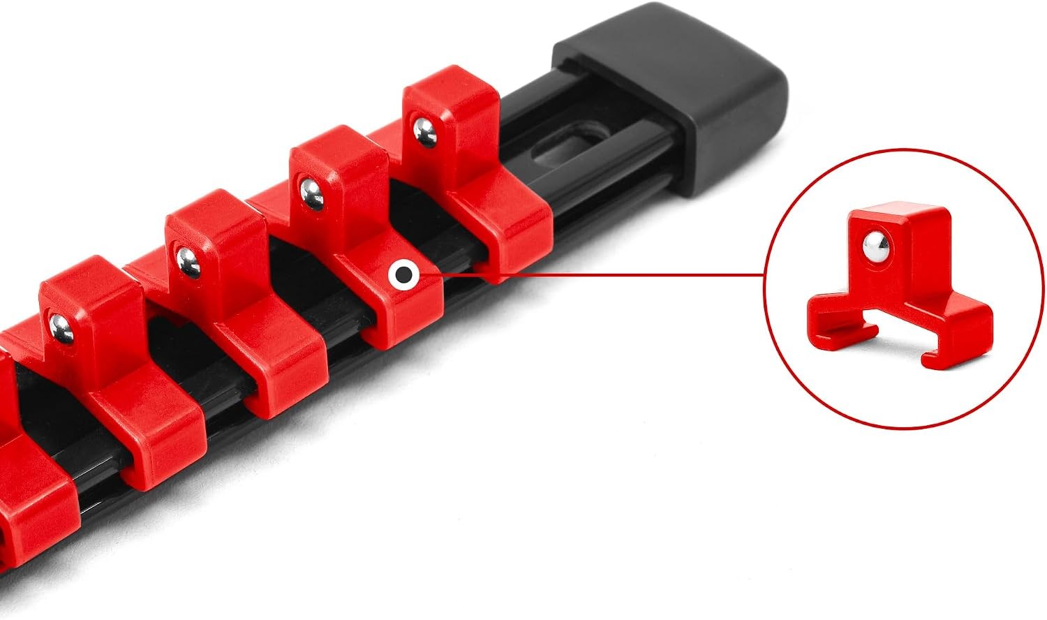 20 Pcs 3/8 inch Drive Clips ABS Socket Rails Organizer, Red Clips
