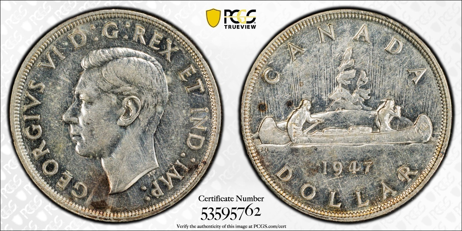 1947 Canada silver $1 PCGS AU Detail Blunt 7