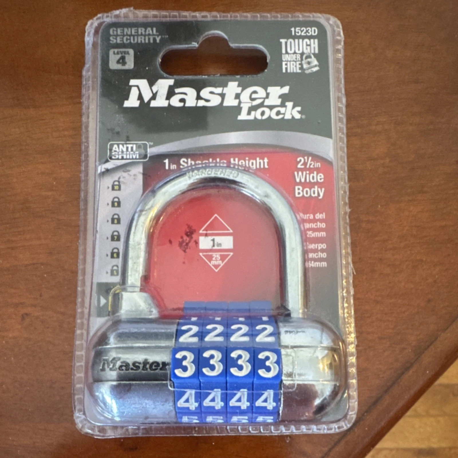 Master Lock 1523D Resettable Combination Padlock Steel 1in Shackle Blue 2.5in 0
