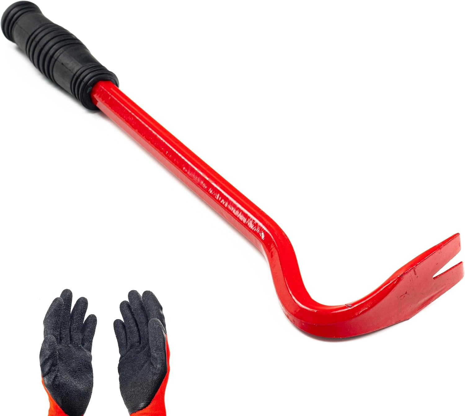 Small Angled Pry Bar Short Crow Bar Wrecking Bar Red with Handle Nail Puller Rem