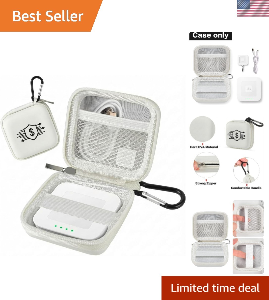 Travel-Ready Off-White Chip Card Reader Case - Perfect for EMV & NFC Payments