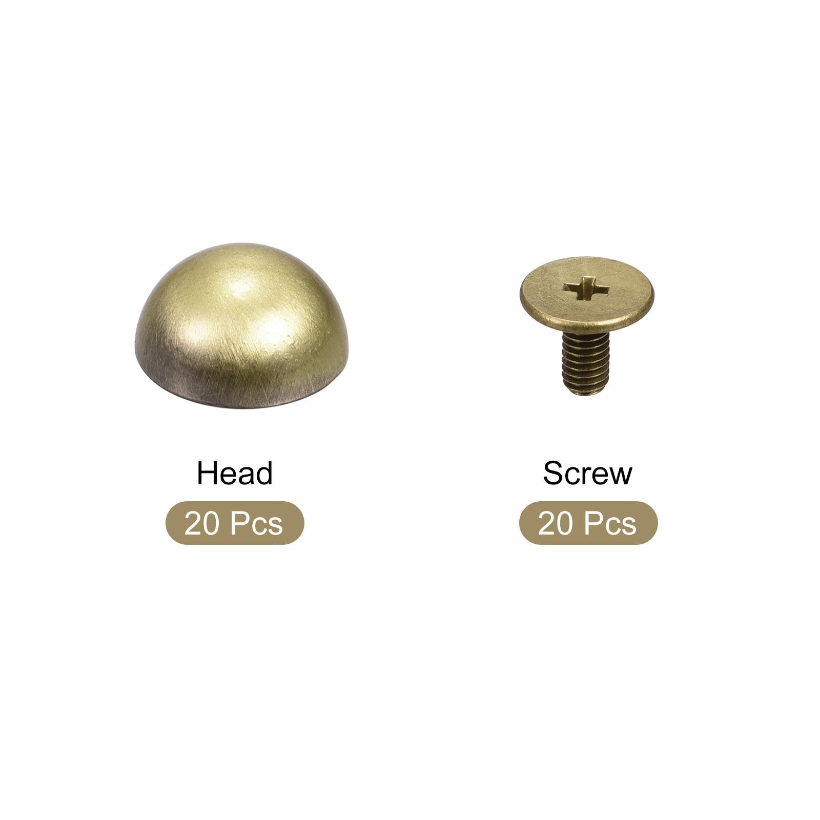 10x6mm Back Screw Rivets Solid Round Head Leather Studs Tanned 20 Sets