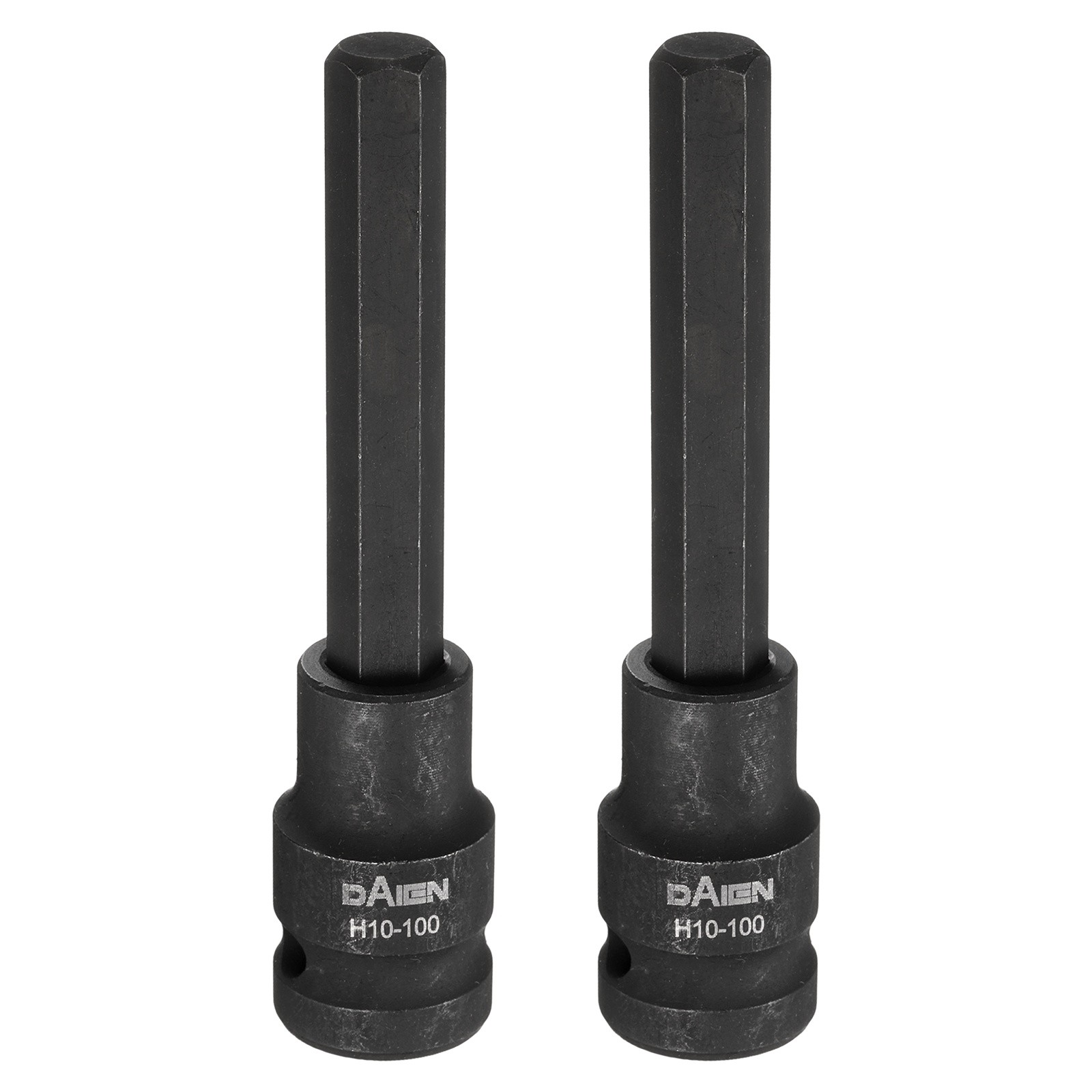 2pcs H10 Hex Bit Socket 100mm Length 1/2" Square Metric Impact Bit Black,