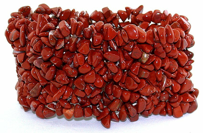 1 3/4 INCH WIDE RED JASPER NUGGET BEADS STRETCH BRACELET SB92