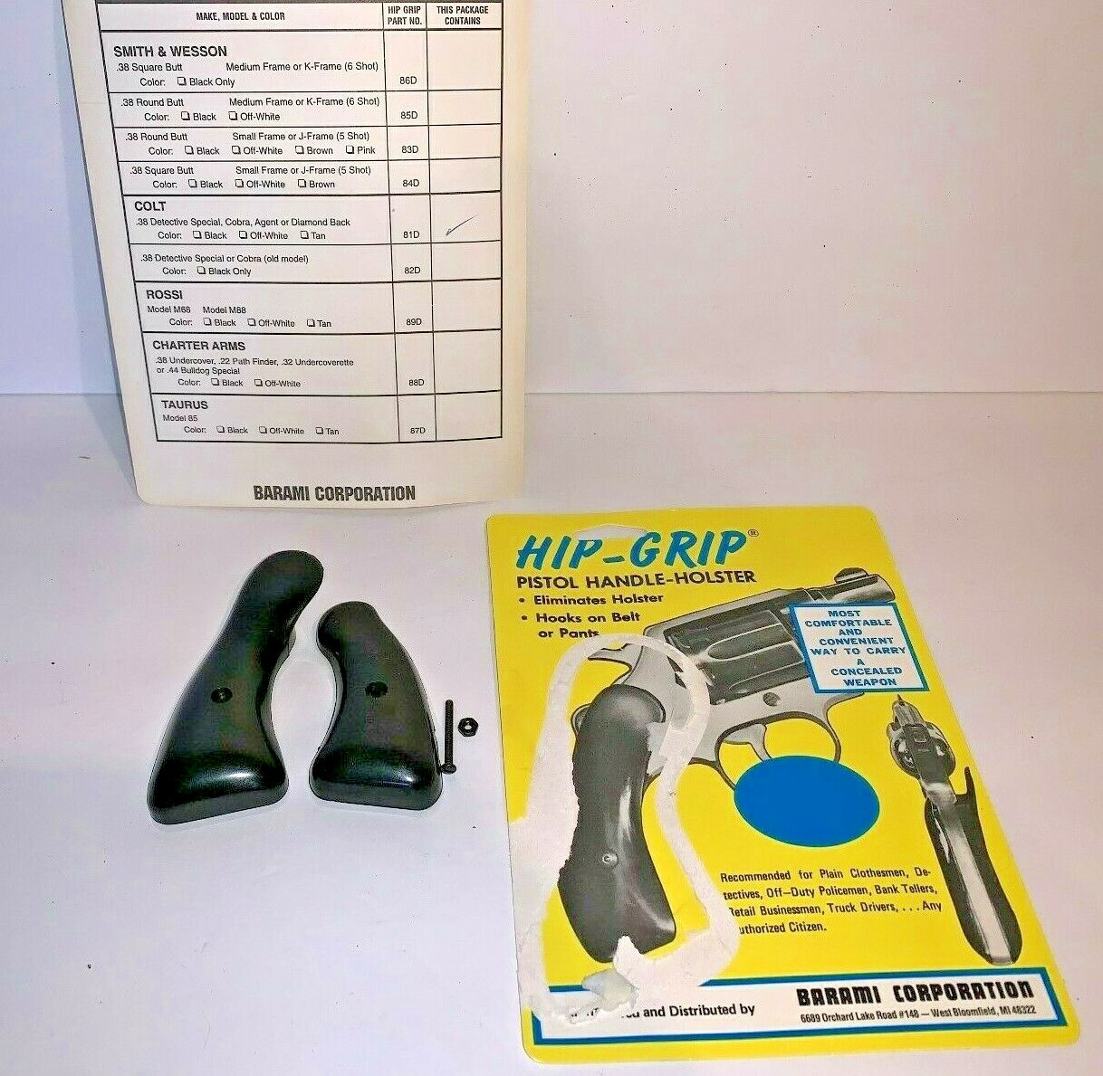 Barami Hip Grip Black #81-D Colt Pistol Handle Holster