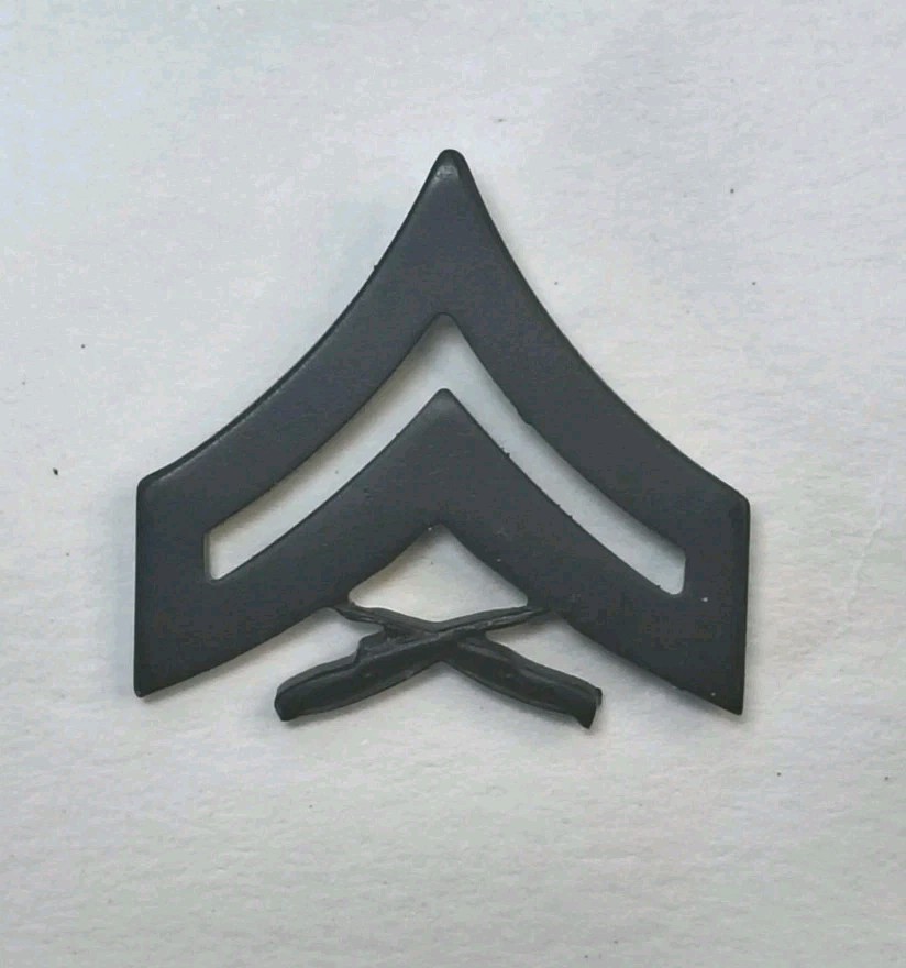 United States Marine Corps Corporal Cpl E-4 E4 Rank Pin Back Subdued Black USMC