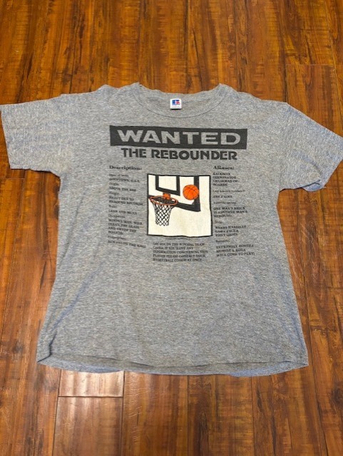 RARE George Lehmann Basketball Wanted The Rebounder Gray Large Shirt