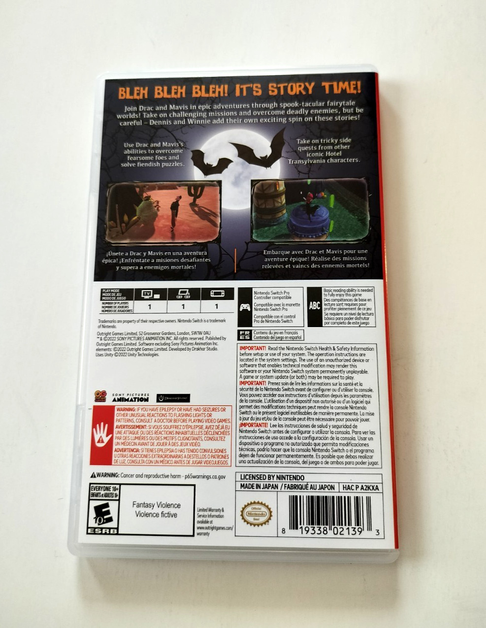 AUTHENTIC Replacement Case Box ONLY Nintendo Switch - Hotel Transylvania