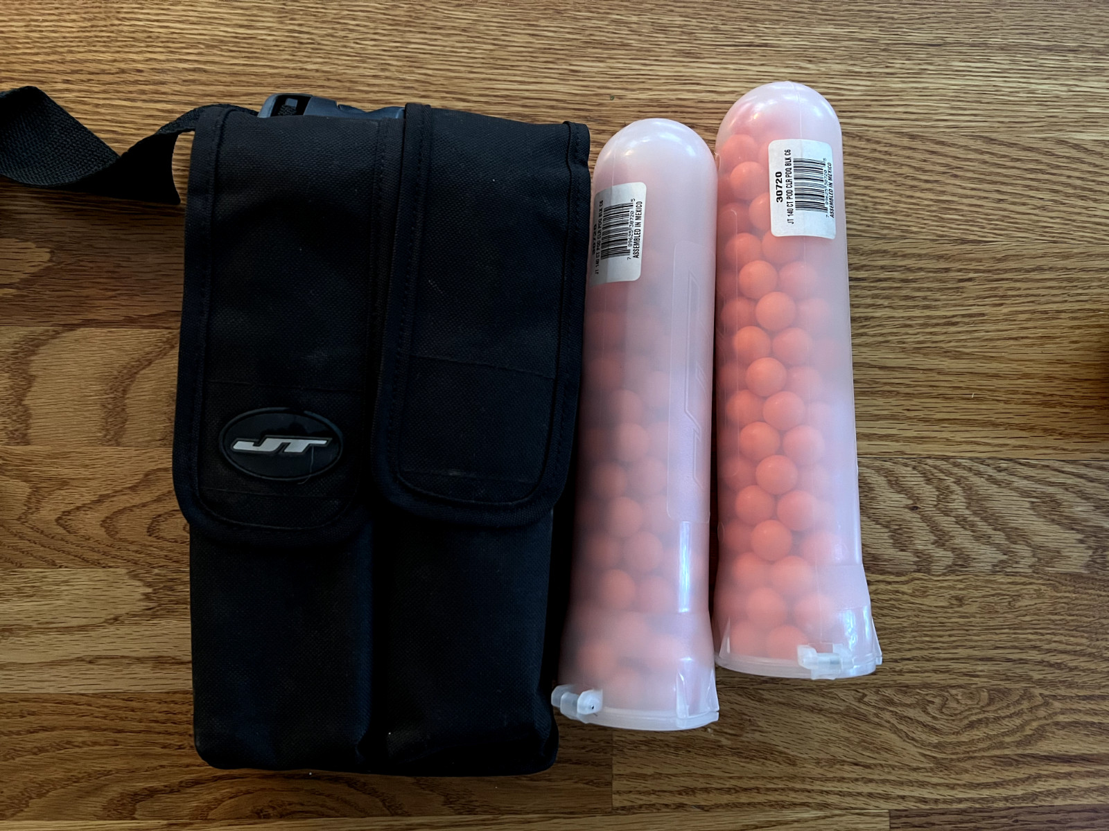 JT Dual Pod Paintball Harness (Black) W/ 2x Tube Ball Hopper Filler Containers