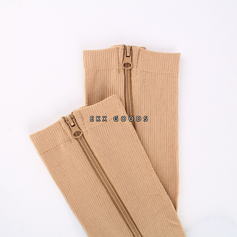 Zipper Open Toe Compression Socks 20-30mmHg Calf Leg Ankle Support Stocking