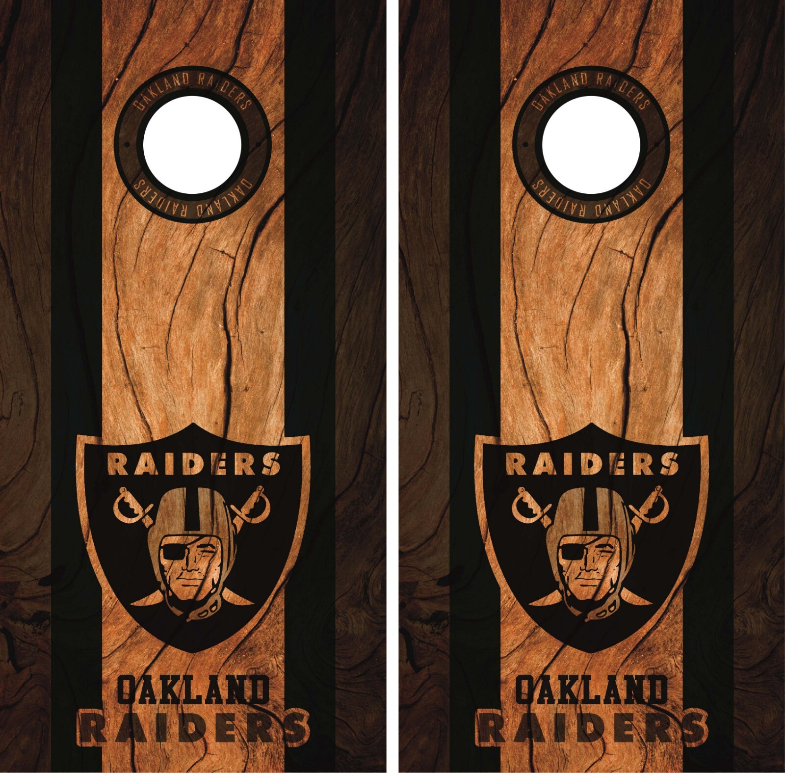 Oakland Raiders Cornhole Wrap Game Skin Decal Wood Design VZ441
