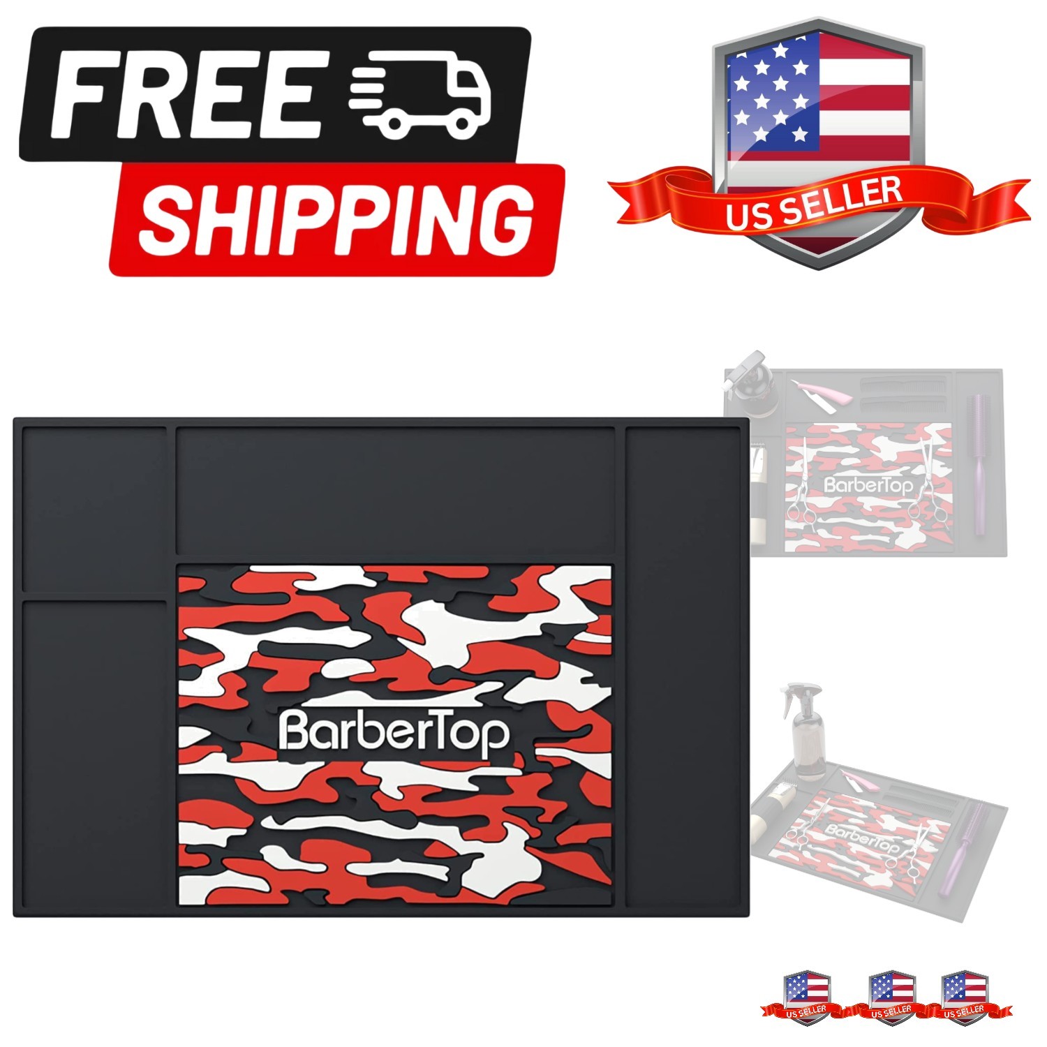 Barber Tools Organizer Mat, Magnetic Barber Mat, Clippers Mat, Magnet Strip S...