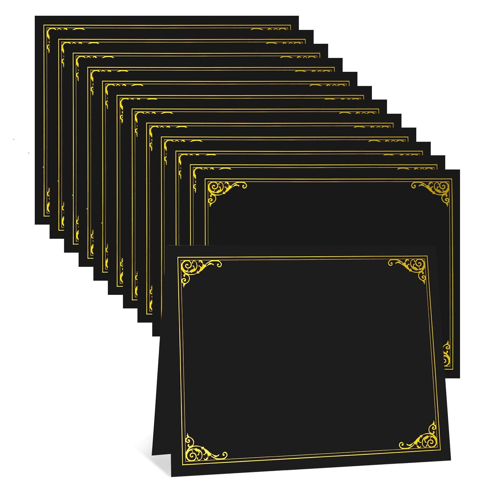 Porta certificados Porta diplomas negros Cubiertas certificados con borde dorado